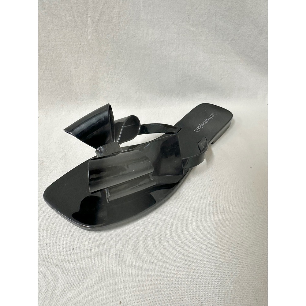 Jeffrey Campbell Sugary Black Jelly Bow Square Toe Flip Flop Sandals Size 9